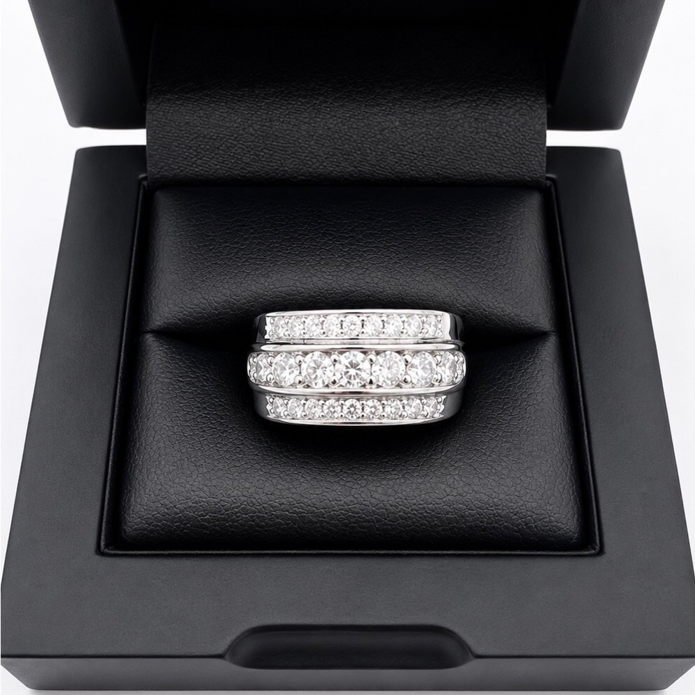 925 Sterling Silver 2.00CT MOISSANITE Men’s Ring Size 11
